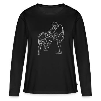 Israelischer Kampfsport Krav Maga - Frauen Premium Bio Langarmshirt - Schwarz - Vorne - Julia (174cm)