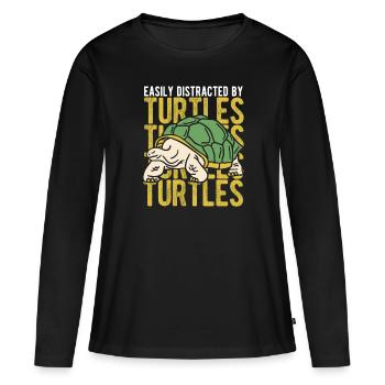 Schildkröten - Frauen Premium Bio Langarmshirt - Schwarz - Vorne - Julia (174cm)