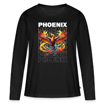 Phoenix Phoenix Fire Flames Mythologie des oiseaux - T-shirt manches longues Premium bio Femme - noir - Devant - Julia (174cm)