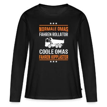 Coole Omas fahren Kipplaster Design - Frauen Premium Bio Langarmshirt - Schwarz - Vorne - Julia (174cm)