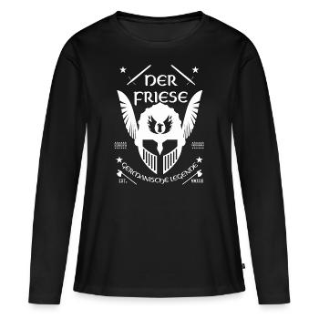 Der Friese - germanische Legenden, Friesen Design - Frauen Premium Bio Langarmshirt - Schwarz - Vorne - Julia (174cm)