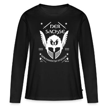 Sachse - germanische Legenden, Sachsen Design - Frauen Premium Bio Langarmshirt - Schwarz - Vorne - Julia (174cm)