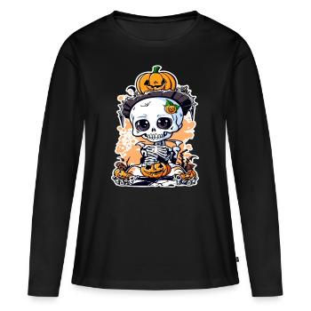 Halloween Knut - Frauen Premium Bio Langarmshirt - Schwarz - Vorne - Julia (174cm)