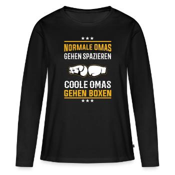 Coole Omas gehen Boxen, Boxerin Design - Frauen Premium Bio Langarmshirt - Schwarz - Vorne - Julia (174cm)