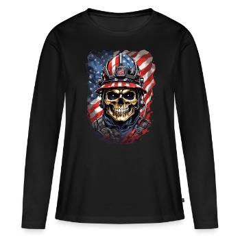 U.S. Fire Brigade Skulls - Women's Premium Organic Long Sleeve Shirt - black - Front - Julia (174cm)