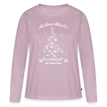 Weihnachtszeit ist Kuschelzeit mit meiner Katze - Frauen Premium Bio Langarmshirt - Altrosa - Vorne - Julia (174cm)