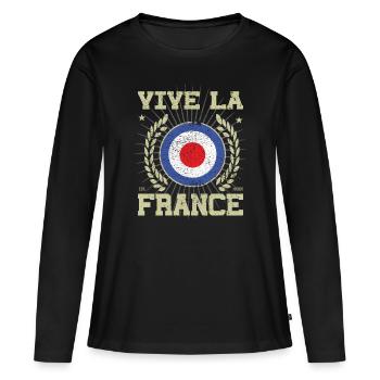 Cool France Design - T-shirt manches longues Premium bio Femme - noir - Devant - Julia (174cm)