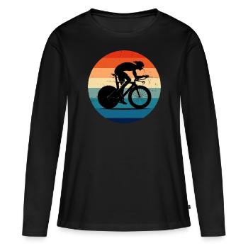 Vélo de route Vélo de route Cyclisme de route Cycliste de route - T-shirt manches longues Premium bio Femme - noir - Devant - Julia (174cm)