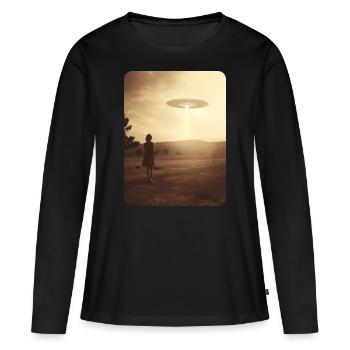 Croire - T-shirt manches longues Premium bio Femme - noir - Devant - Julia (174cm)