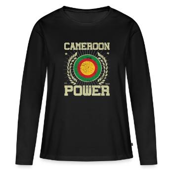 Cool Cameroun, Design - T-shirt manches longues Premium bio Femme - noir - Devant - Julia (174cm)
