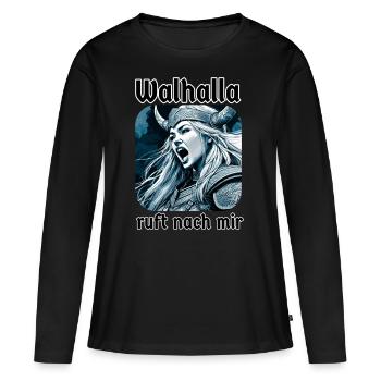 Valhalla, la Vierge de bouclier, m’appelle - T-shirt manches longues Premium bio Femme - noir - Devant - Julia (174cm)
