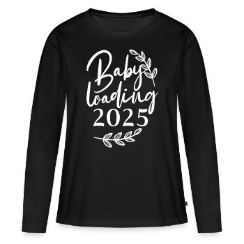 Chargement de bébé en 2025, je serai maman en 2025 - T-shirt manches longues Premium bio Femme - noir - Devant - Julia (174cm)