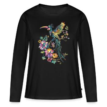Beautiful bird motif - Women's Premium Organic Long Sleeve Shirt - black - Front - Julia (174cm)