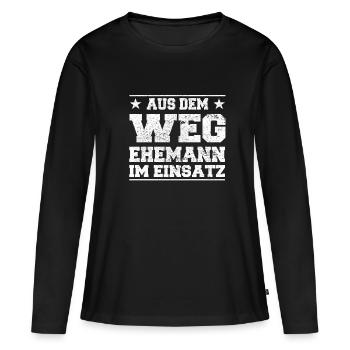 À l’écart du mari dans l’utilisation Design - T-shirt manches longues Premium bio Femme - noir - Devant - Julia (174cm)