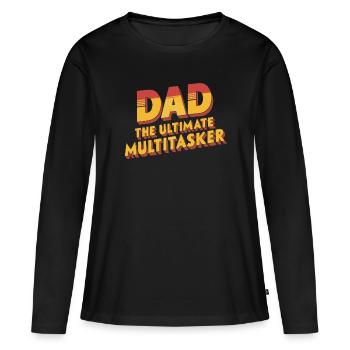 Dad The Ultimate Multitasker Retro - Frauen Premium Bio Langarmshirt - Schwarz - Vorne - Julia (174cm)