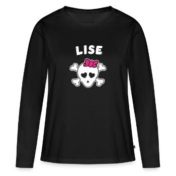 Design de Pirate Lise pour filles et femmes - T-shirt manches longues Premium bio Femme - noir - Devant - Julia (174cm)