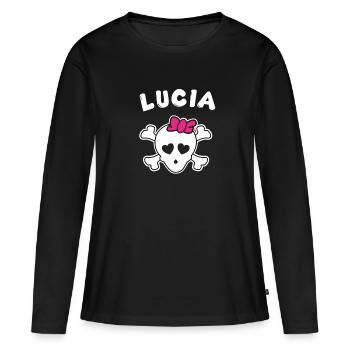 Design Pirate Lucia pour filles et femmes - T-shirt manches longues Premium bio Femme - noir - Devant - Julia (174cm)