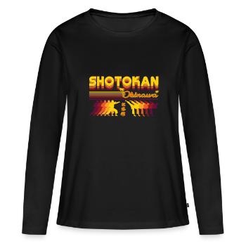 Design rétro du karaté Shotokan - T-shirt manches longues Premium bio Femme - noir - Devant - Julia (174cm)