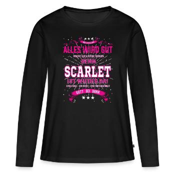 Tout ira bien parce que Scarlett est là - T-shirt manches longues Premium bio Femme - noir - Devant - Julia (174cm)