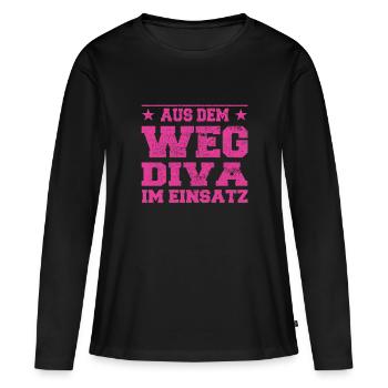 Aus dem Weg Diva im Einsatz Design - Frauen Premium Bio Langarmshirt - Schwarz - Vorne - Julia (174cm)