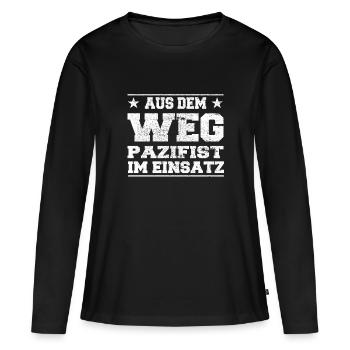Pacifiste à l’écart en action Design - T-shirt manches longues Premium bio Femme - noir - Devant - Julia (174cm)