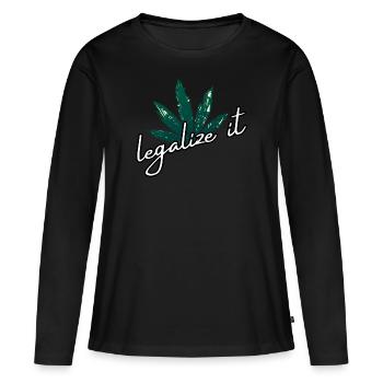 Légaliser la marijuana Cannabis Weed Ganja Mary Jane - T-shirt manches longues Premium bio Femme - noir - Devant - Julia (174cm)