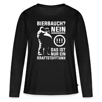 Lustiges Bierbauch Design - Kraftstofftank Spruch - Frauen Premium Bio Langarmshirt - Schwarz - Vorne - Julia (174cm)