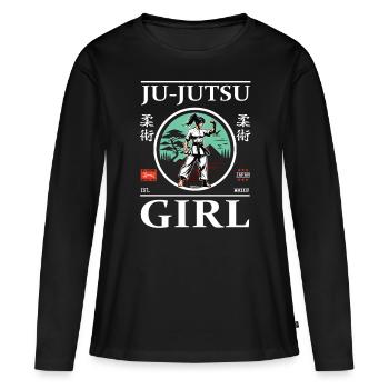 Ju-Jutsu Girl Design für starke Kampfsportlerinnen - Frauen Premium Bio Langarmshirt - Schwarz - Vorne - Julia (174cm)