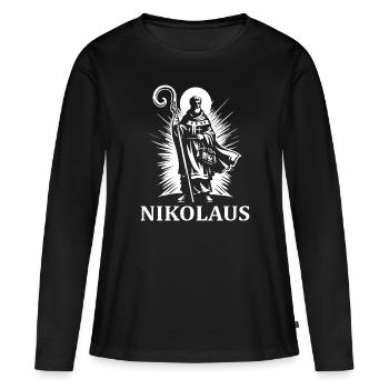 Saint-Nicolas – Un design pour les fans de Saint-Nicolas - T-shirt manches longues Premium bio Femme - noir - Devant - Julia (174cm)