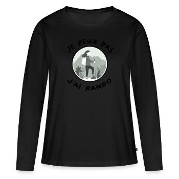 Idée Cadeau Femme Randonneuse - T-shirt manches longues Premium bio Femme - noir - Devant - Julia (174cm)