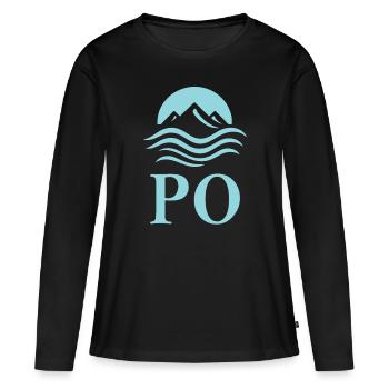 Pô – Le plus long fleuve d’Italie Design - T-shirt manches longues Premium bio Femme - noir - Devant - Julia (174cm)