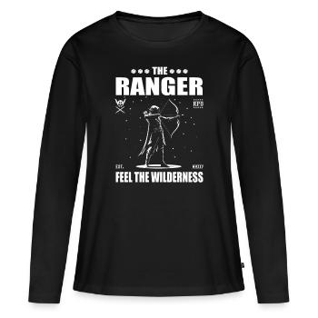 Ranger – ressentez la nature sauvage – le design du ranger - T-shirt manches longues Premium bio Femme - noir - Devant - Julia (174cm)
