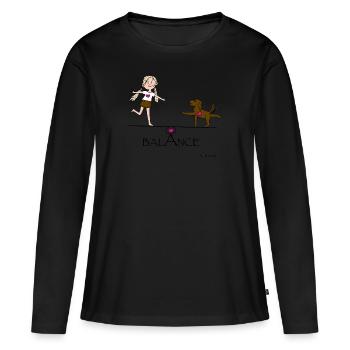 Bliss and Paw - Balance brauner Hund - Frauen Premium Bio Langarmshirt - Schwarz - Vorne - Julia (174cm)