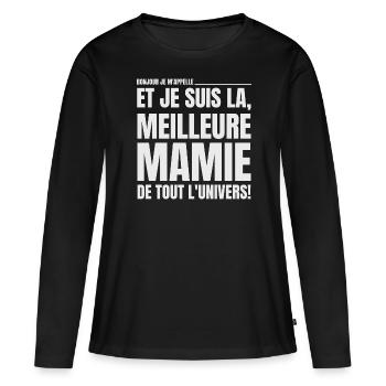 Meilleure mamie de tout l'univers - T-shirt manches longues Premium bio Femme - noir - Devant - Julia (174cm)