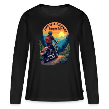 Genießen Sie die Fahrt - Frauen Premium Bio Langarmshirt - Schwarz - Vorne - Julia (174cm)