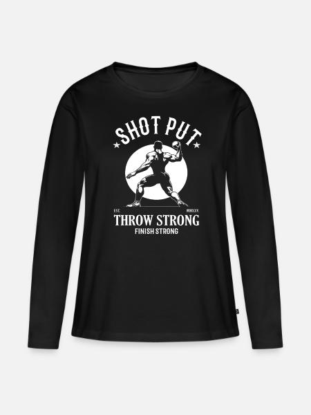 Kugelstoßen - Throw Strong, Finish Strong - Frauen Premium Bio Langarmshirt - Schwarz