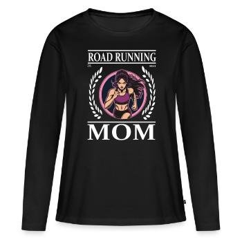 Road Running Mom - design cool pour coureur sur route - T-shirt manches longues Premium bio Femme - noir - Devant - Julia (174cm)