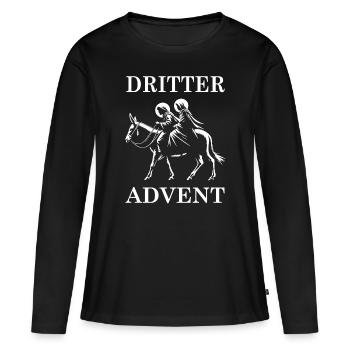 Dritter Advent – Auf dem Weg nach Bethlehem - Frauen Premium Bio Langarmshirt - Schwarz - Vorne - Julia (174cm)