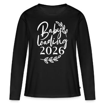 Baby Loading 2026 Avenir à venir - T-shirt manches longues Premium bio Femme - noir - Devant - Julia (174cm)