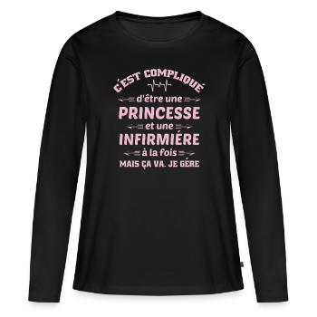 infirmary, princess, carer - Women's Premium Organic Long Sleeve Shirt - black - Front - Julia (174cm)