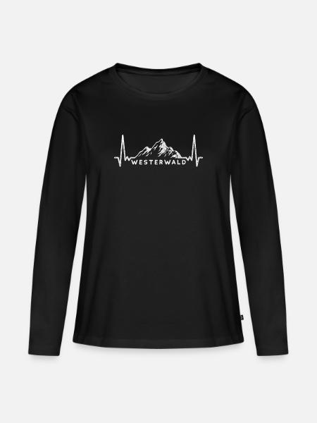 Westerwald Herzschlag - Frauen Premium Bio Langarmshirt - Schwarz