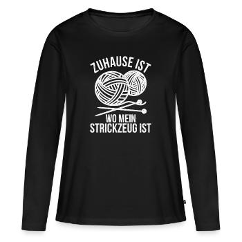 Stricken Spruch Hobby - Frauen Premium Bio Langarmshirt - Schwarz - Vorne - Julia (174cm)