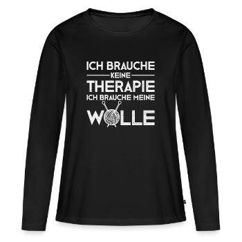 Witziger Strickerin Wolle Spruch - Frauen Premium Bio Langarmshirt - Schwarz - Vorne - Julia (174cm)