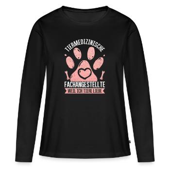 Tierärztin Pfote Herz Spruch - Frauen Premium Bio Langarmshirt - Schwarz - Vorne - Julia (174cm)