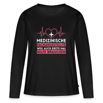 Arzthelferin MFA Herzschlag - Frauen Premium Bio Langarmshirt - Schwarz - Vorne - Julia (174cm)