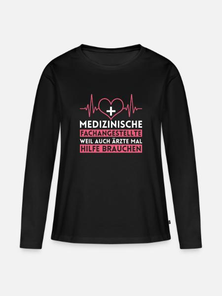 Arzthelferin MFA Herzschlag - Frauen Premium Bio Langarmshirt - Schwarz