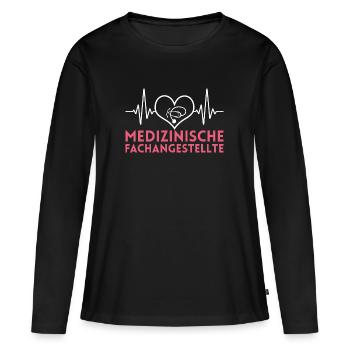 MFA Helferin Herzschlag - Frauen Premium Bio Langarmshirt - Schwarz - Vorne - Julia (174cm)