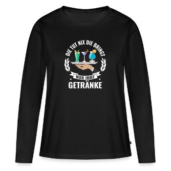 Kellnerin Bedienung Servicekraft - Frauen Premium Bio Langarmshirt - Schwarz - Vorne - Julia (174cm)
