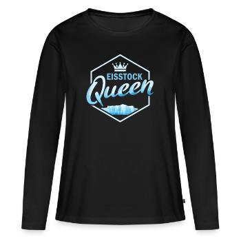Stocksport Eisstock Stockschützin - Frauen Premium Bio Langarmshirt - Schwarz - Vorne - Julia (174cm)