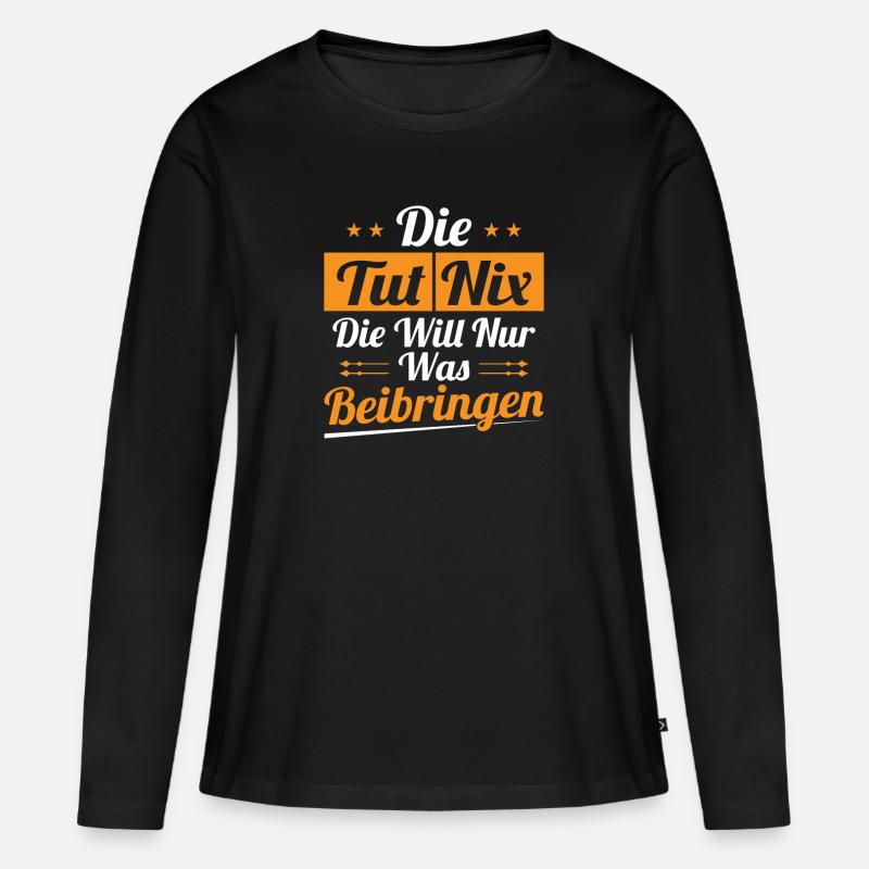 Lehrerin Spruch Schulpädagogin beibringen - Frauen Premium Bio Langarmshirt - Schwarz